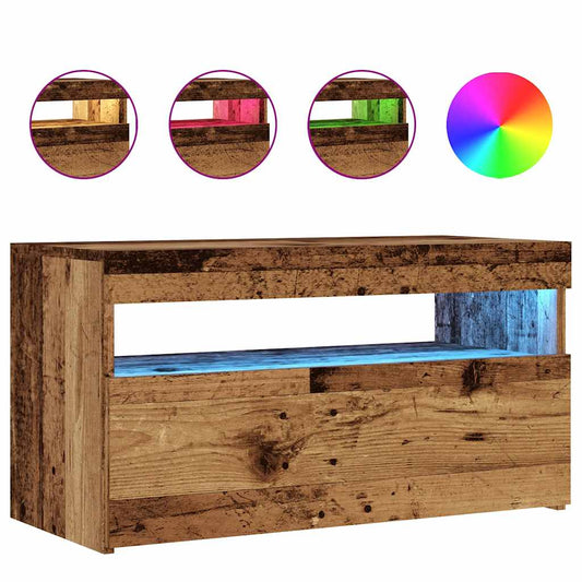 Tv Stolek S Led Old Wood 75 X 35 X 40 Cm Kompozitní Dřevo