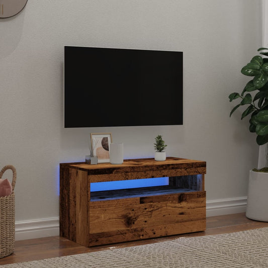 Tv Stolek S Led Old Wood 75 X 35 X 40 Cm Kompozitní Dřevo