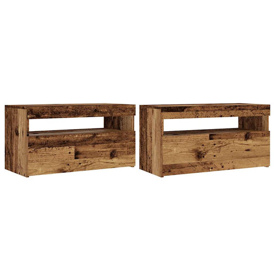 Tv Stolky S Led 2 Ks Old Wood Kompozitní Dřevo