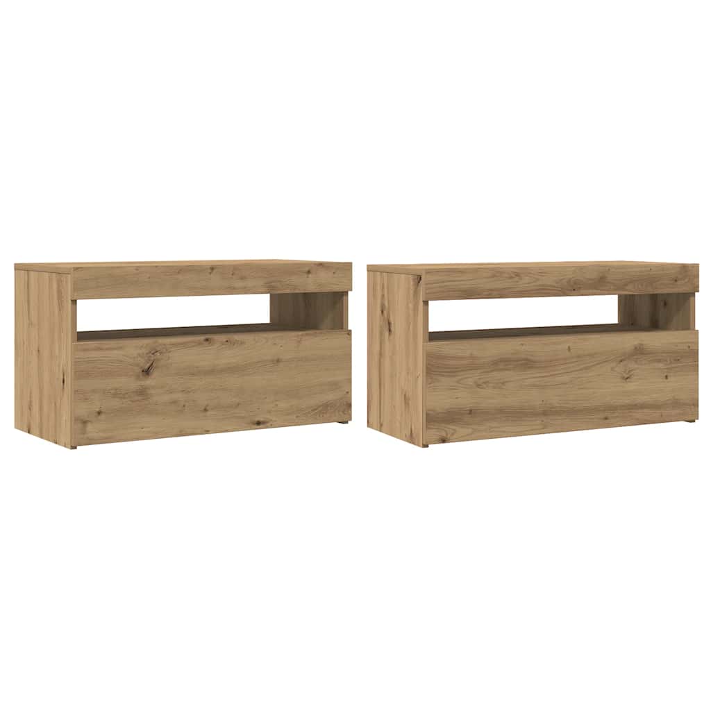 Tv Stolek S Led Dub Artisan 75 X 35 X 40 Cm Kompozitní Dřevo