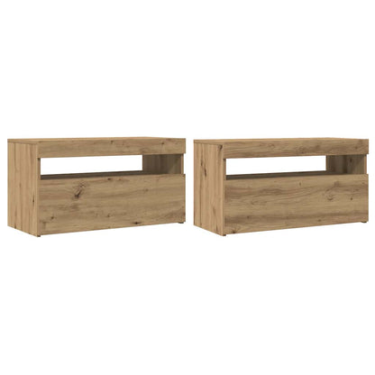 Tv Stolek S Led Dub Artisan 75 X 35 X 40 Cm Kompozitní Dřevo