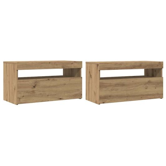 Tv Stolek S Led Dub Artisan 75 X 35 X 40 Cm Kompozitní Dřevo
