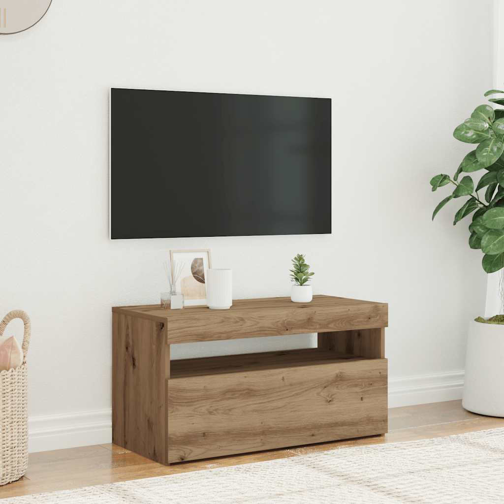 Tv Stolek S Led Dub Artisan 75 X 35 X 40 Cm Kompozitní Dřevo