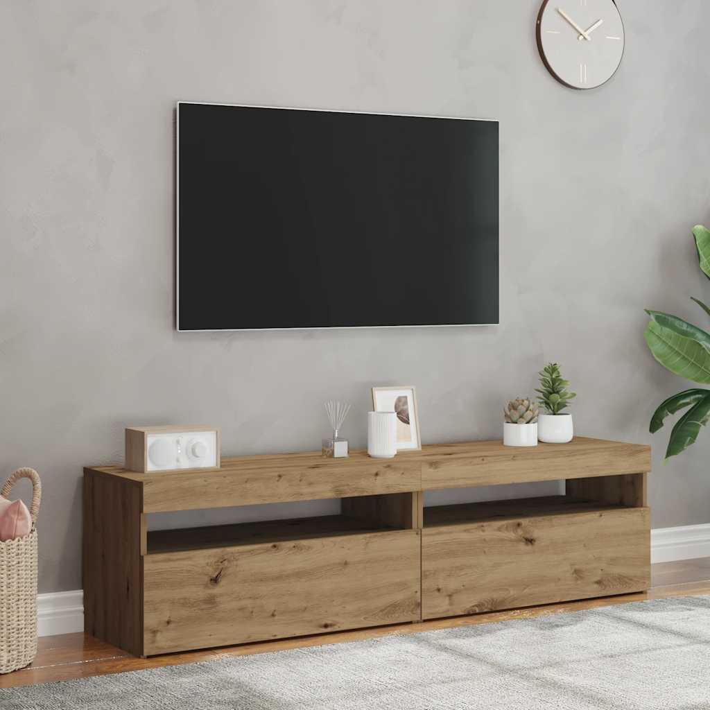 Tv Stolky S Led 2 Ks Dub Artisan Kompozitní Dřevo
