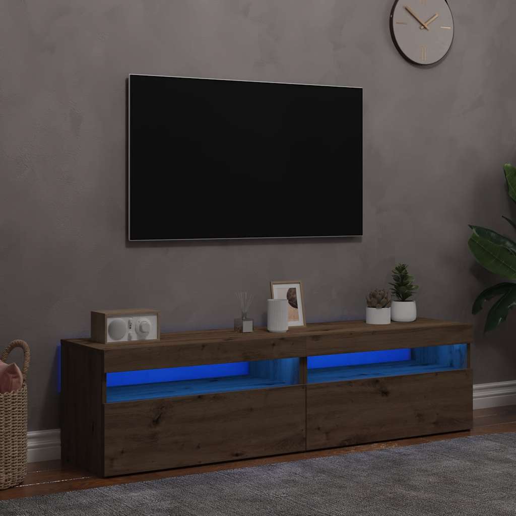 Tv Stolky S Led 2 Ks Dub Artisan Kompozitní Dřevo