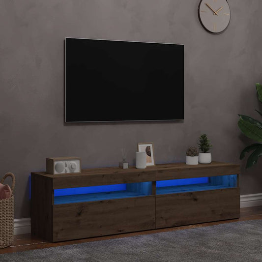 Tv Stolky S Led 2 Ks Dub Artisan Kompozitní Dřevo