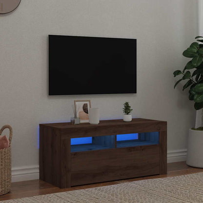 Tv Skříňka S Led Osvětlením Betonově Šedá 90 X 35 X 40 Cm