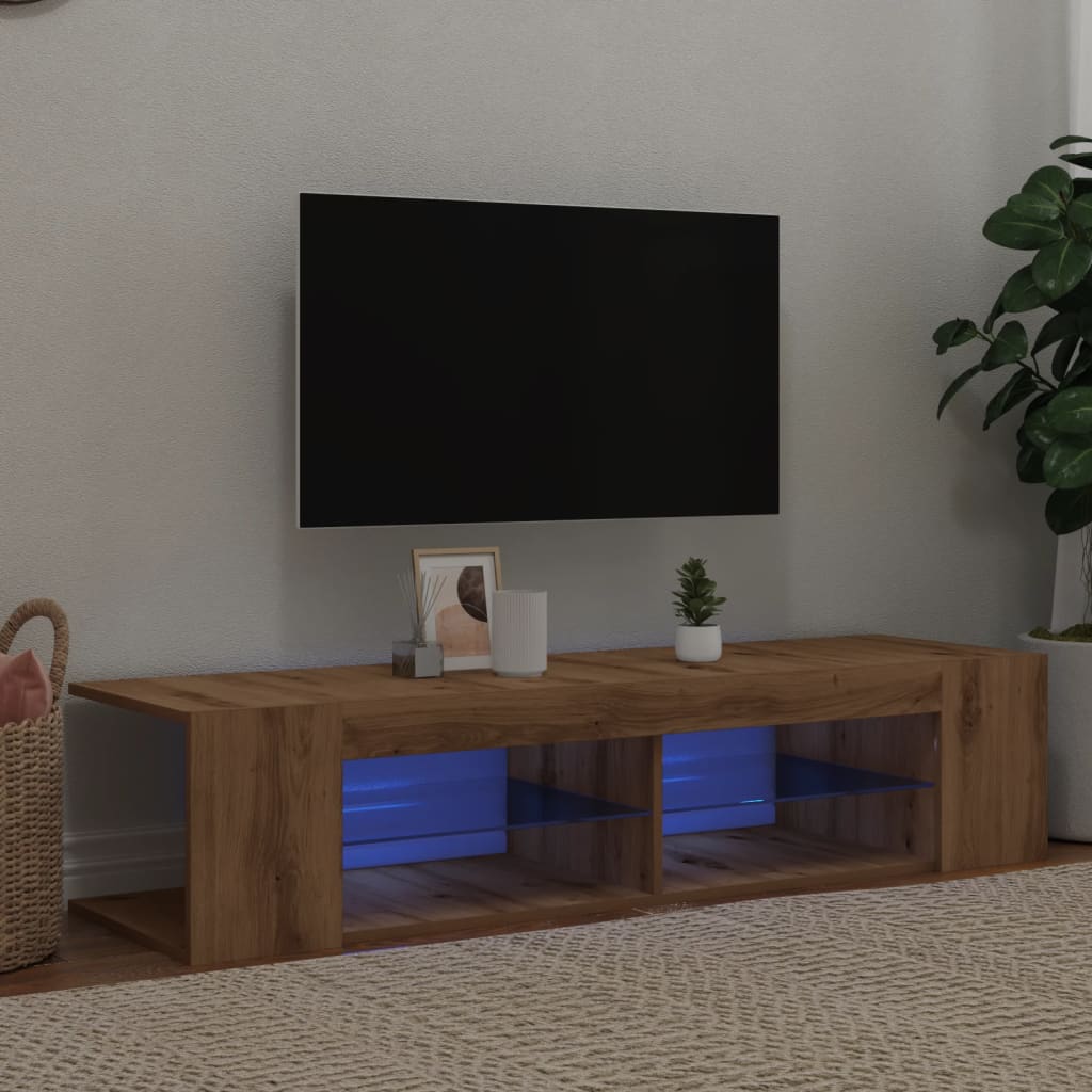 Tv Skříňka S Led Osvětlením Betonově Šedá 135 X 39 X 30 Cm
