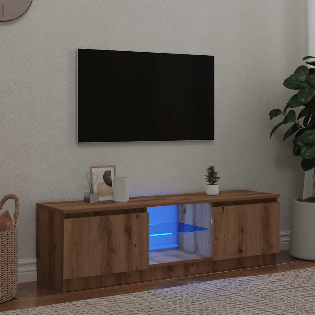 Tv Skříňka S Led Osvětlením Černá 140 X 40 X 35,5 Cm