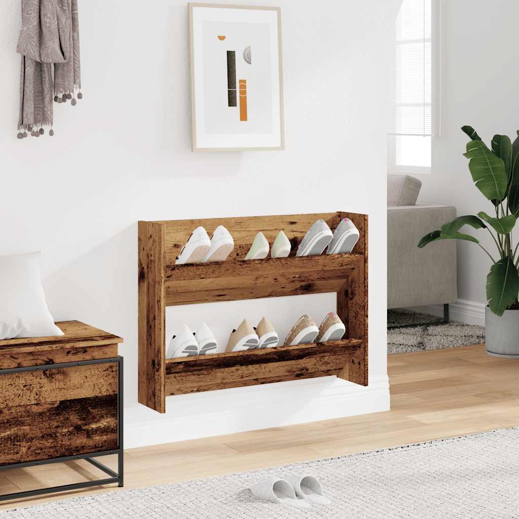 Nástěnný Botník Old Wood 80 X 18 X Kompozitní Dřevo Staré Dřevo