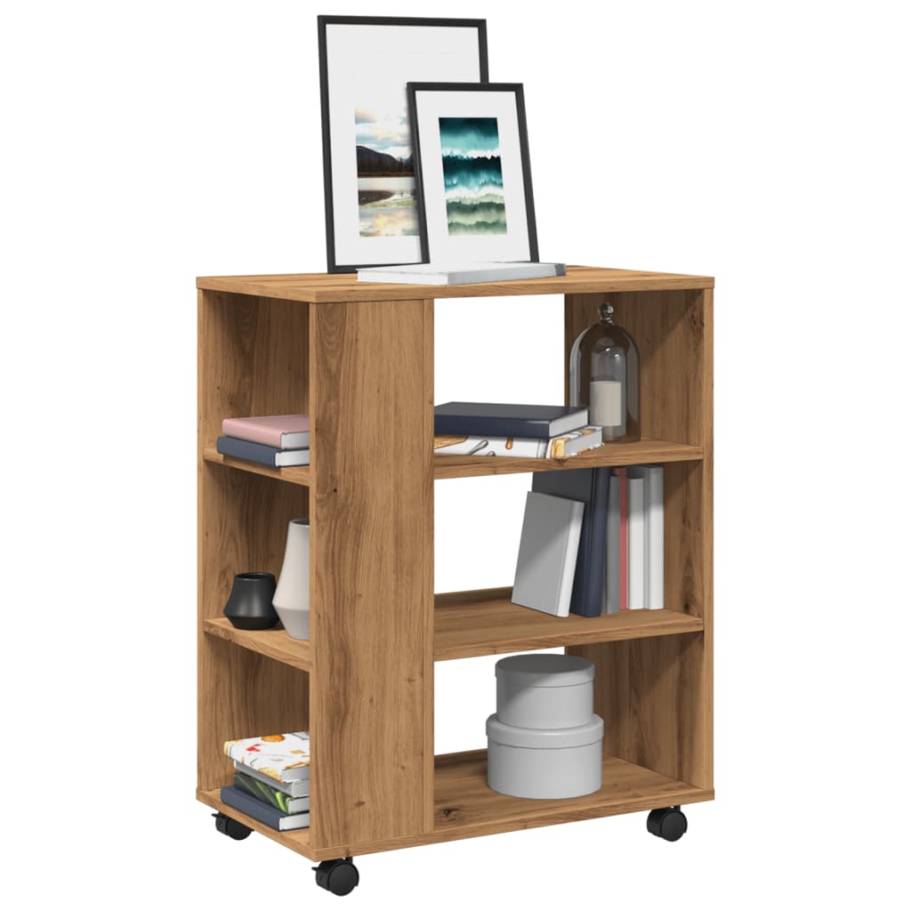 Skříňka Na Kolečkách Černá 60 X 35 X 75 Cm Kompozitní Dřevo