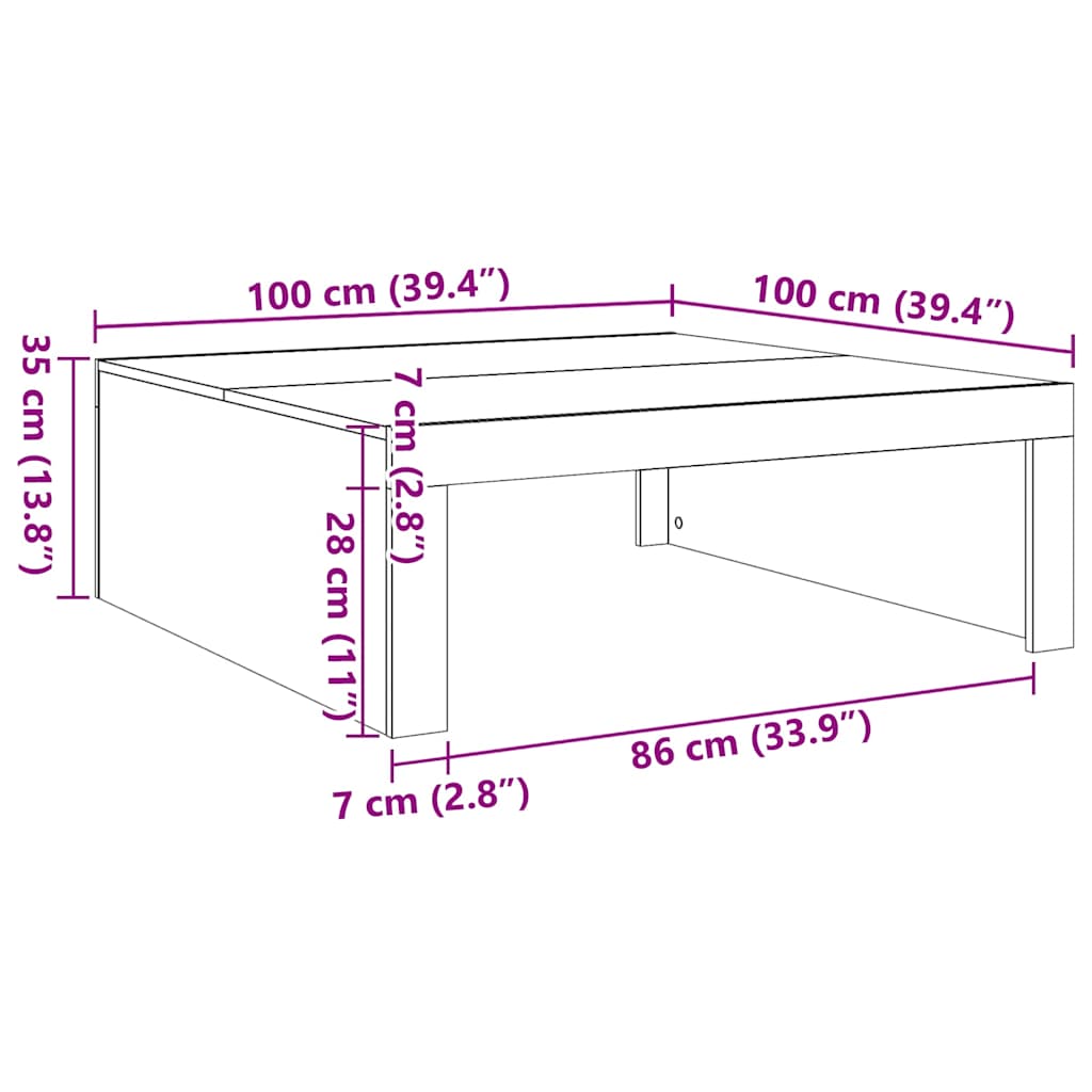Konferenční Stolek Old Wood 100 X 100 X 35 Cm Kompozitní Dřevo