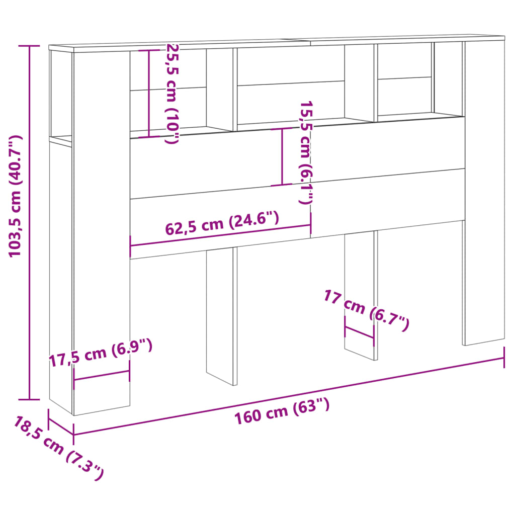 Čelo Postele S Úložným Prostorem Old Wood 160 X 18,5 X 103,5 Cm