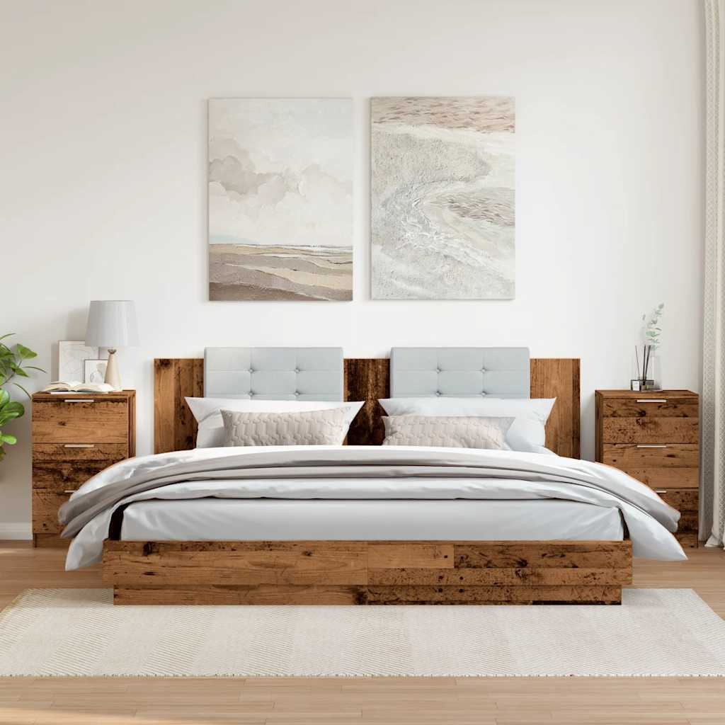 Noční Stolky 2 Ks Old Wood 40 X 36 X 65 Cm Kompozitní Dřevo