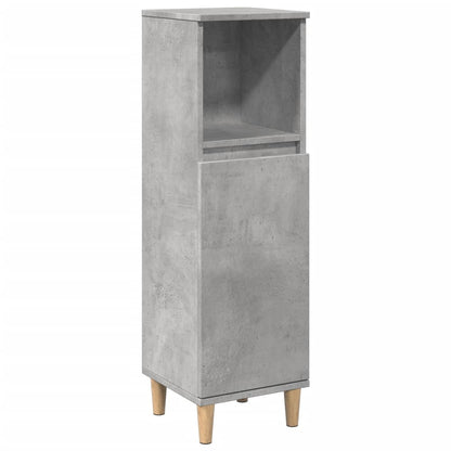 Koupelnová Skříňka Betonově Šedá 30X30X100 Cm Kompozitní Dřevo Černá