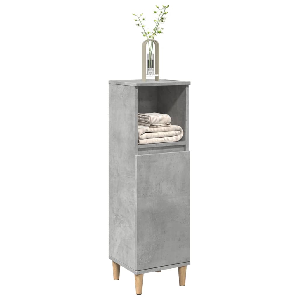 Koupelnová Skříňka Betonově Šedá 30X30X100 Cm Kompozitní Dřevo Černá