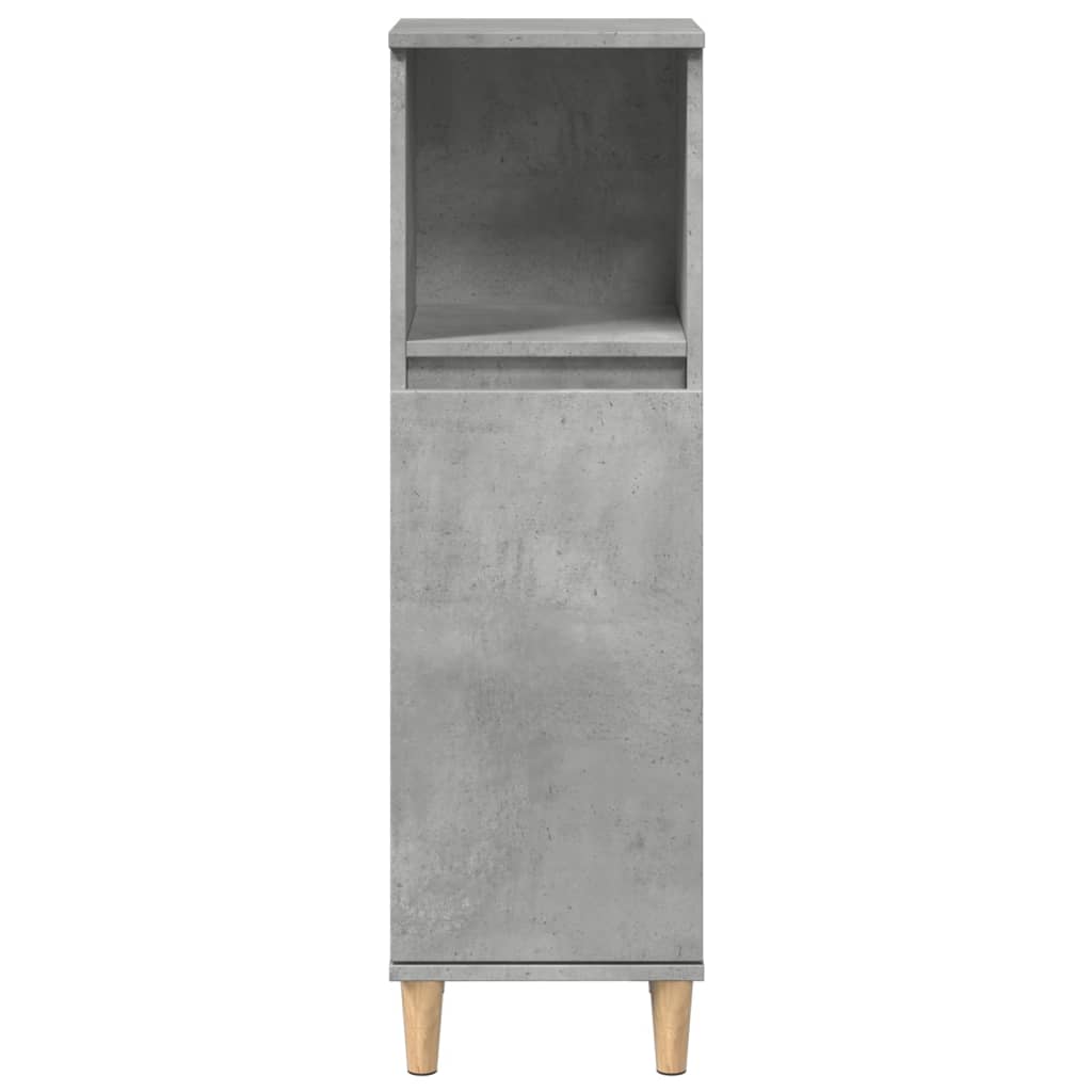 Koupelnová Skříňka Betonově Šedá 30X30X100 Cm Kompozitní Dřevo Černá