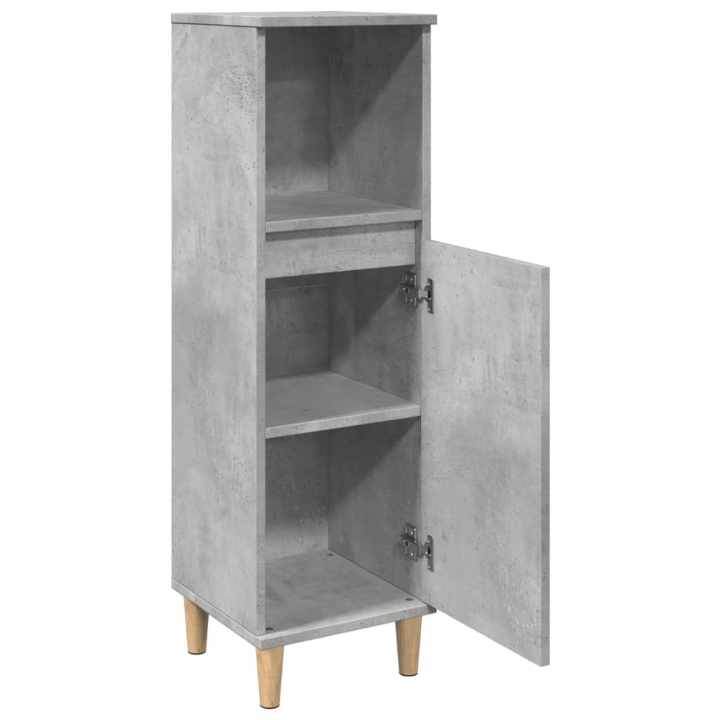 Koupelnová Skříňka Betonově Šedá 30X30X100 Cm Kompozitní Dřevo Černá