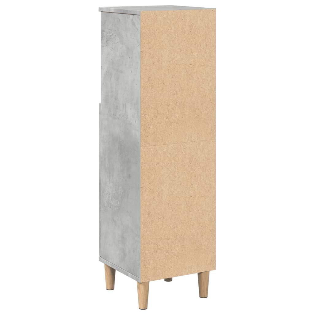Koupelnová Skříňka Betonově Šedá 30X30X100 Cm Kompozitní Dřevo Černá