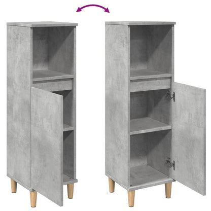 Koupelnová Skříňka Betonově Šedá 30X30X100 Cm Kompozitní Dřevo Černá