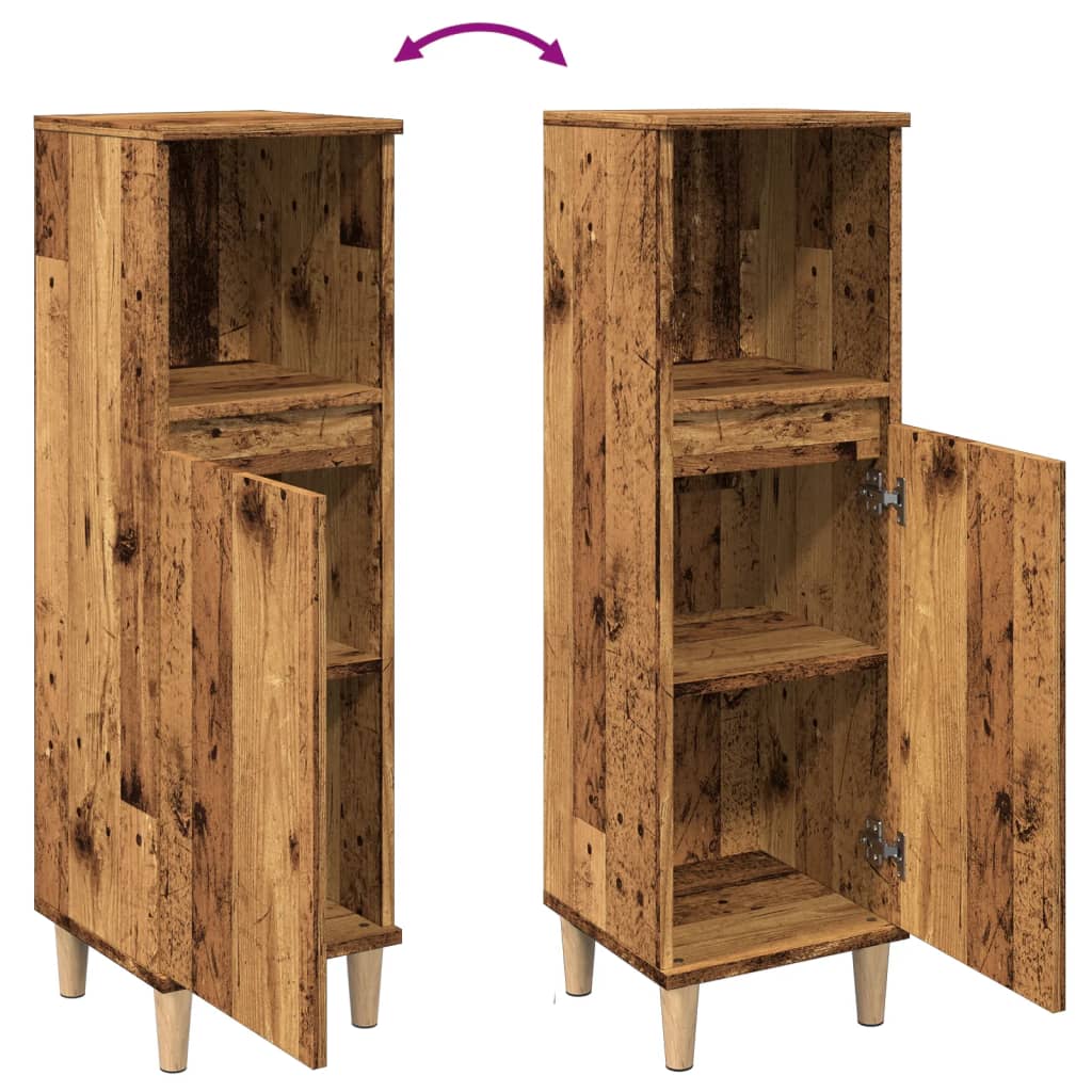 Koupelnová Skříňka Old Wood 30 X 30 X 100 Cm Kompozitní Dřevo