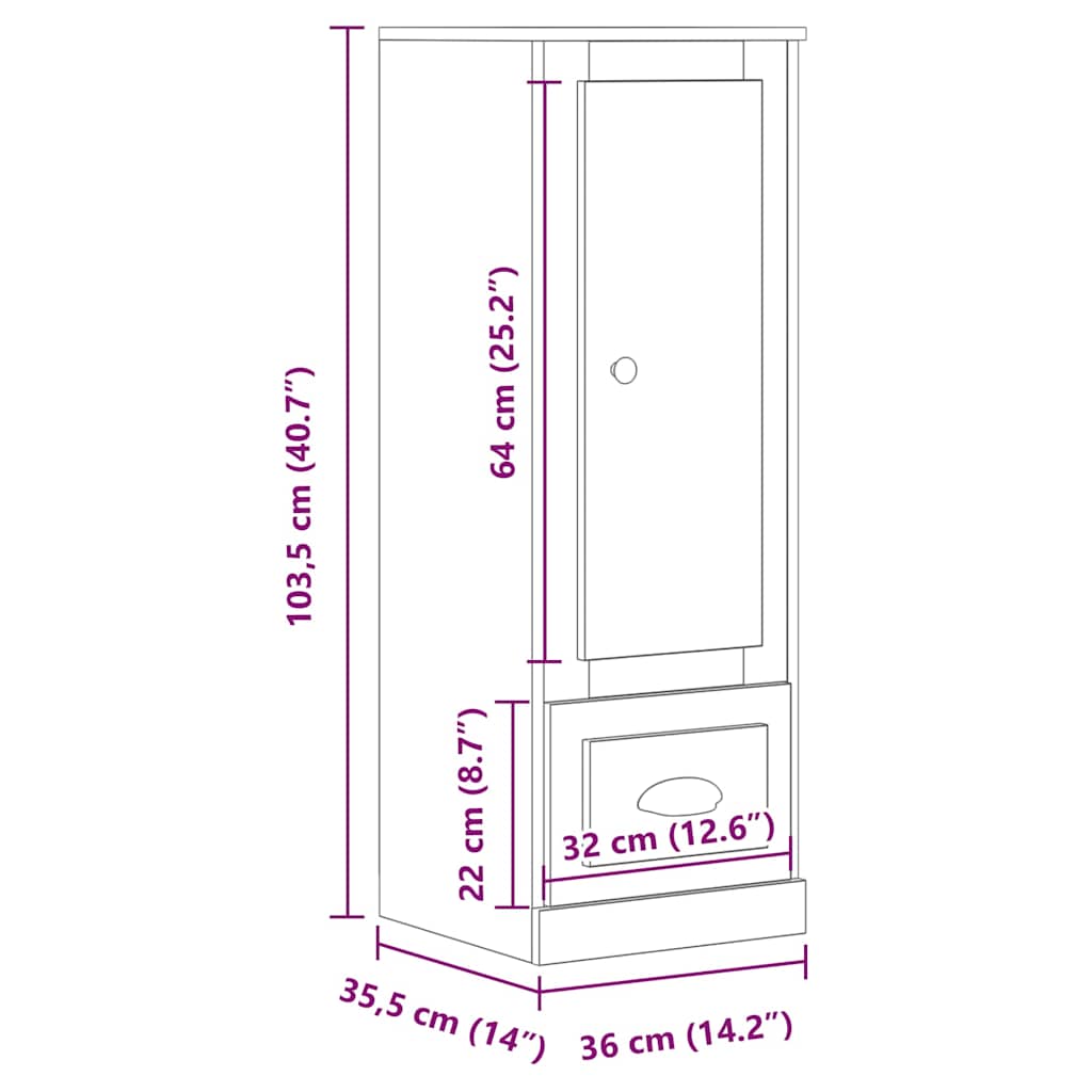 Skříň Highboard Dub Artisan 36 X 35,5 X 103,5 Kompozitní Dřevo