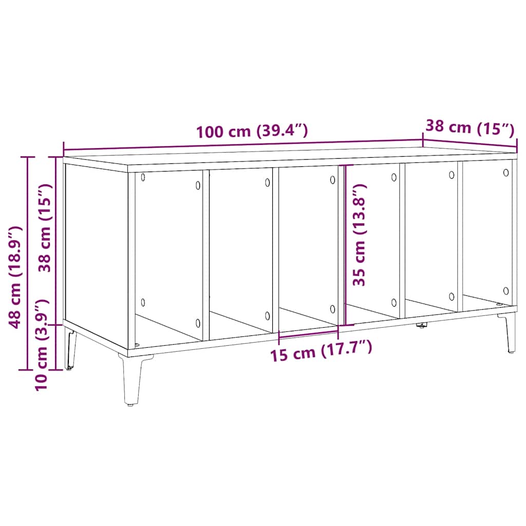 Skříňka Na Lp Desky Old Wood 100 X 38 X 48 Cm Kompozitní Dřevo