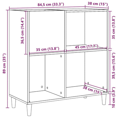 Skříňka Na Lp Desky Old Wood 84,5 X 38 X 89 Cm Kompozitní Dřevo Dub Artisan