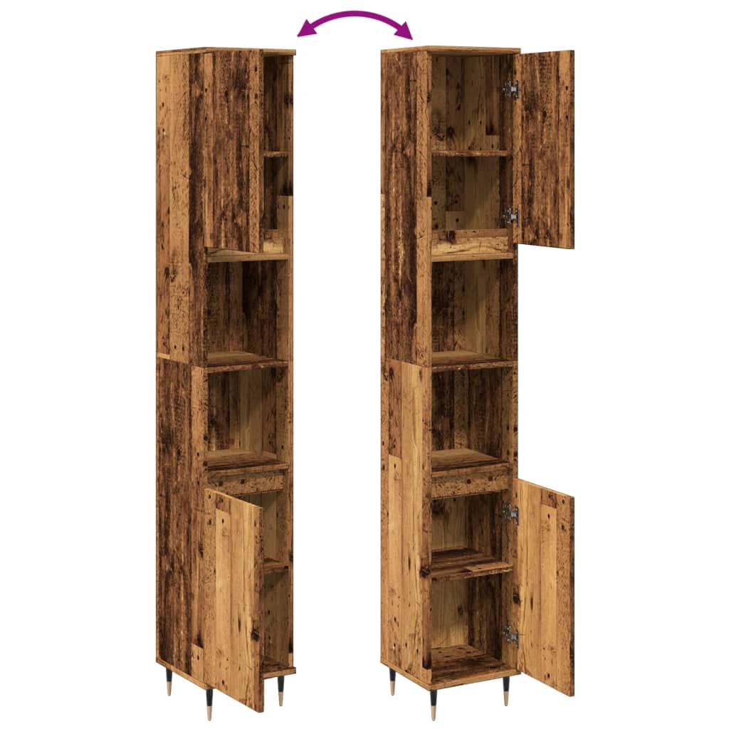 Koupelnová Skříňka Old Wood 30 X 30 X 190 Cm Kompozitní Dřevo