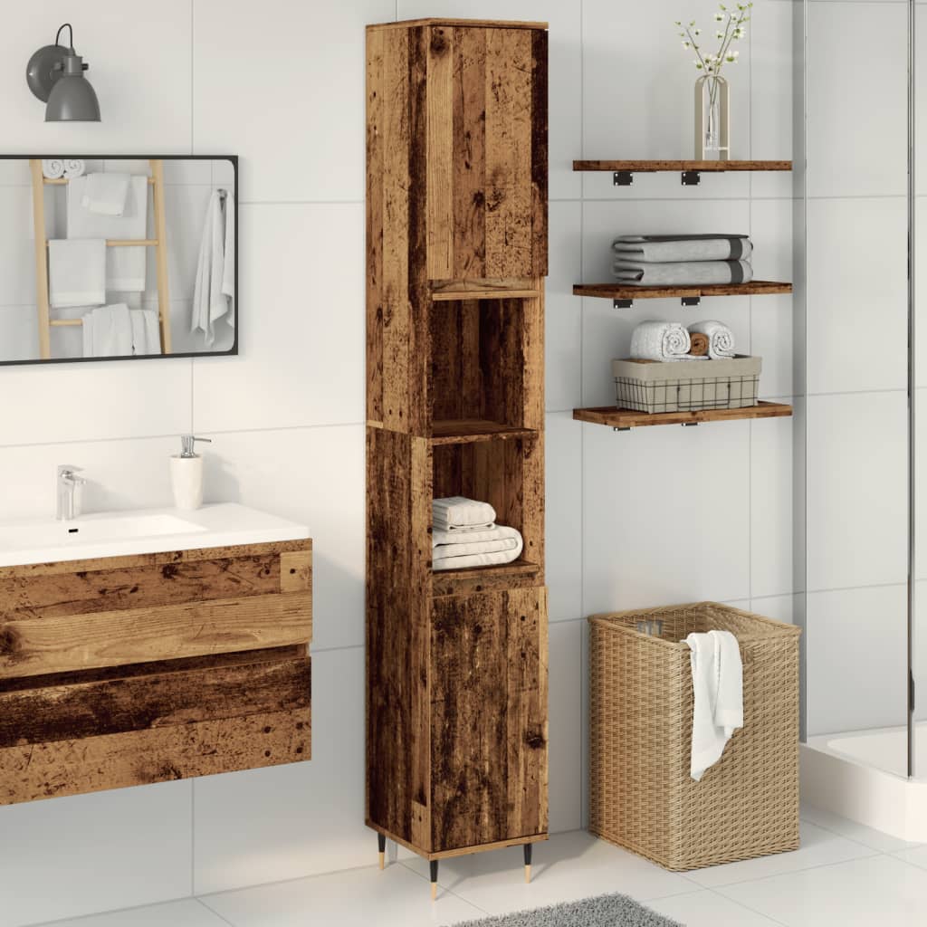Koupelnová Skříňka Old Wood 30 X 30 X 190 Cm Kompozitní Dřevo