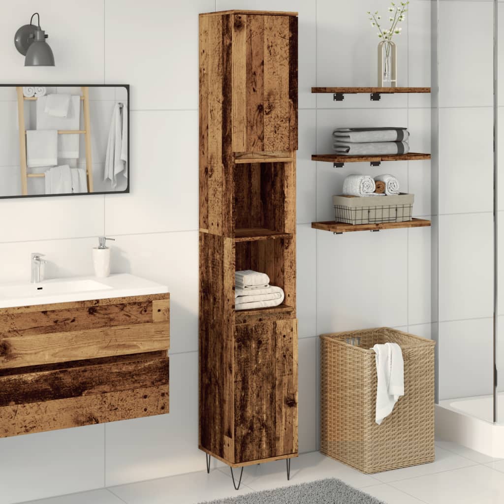 Koupelnová Skříňka Old Wood 30 X 30 X 190 Cm Kompozitní Dřevo