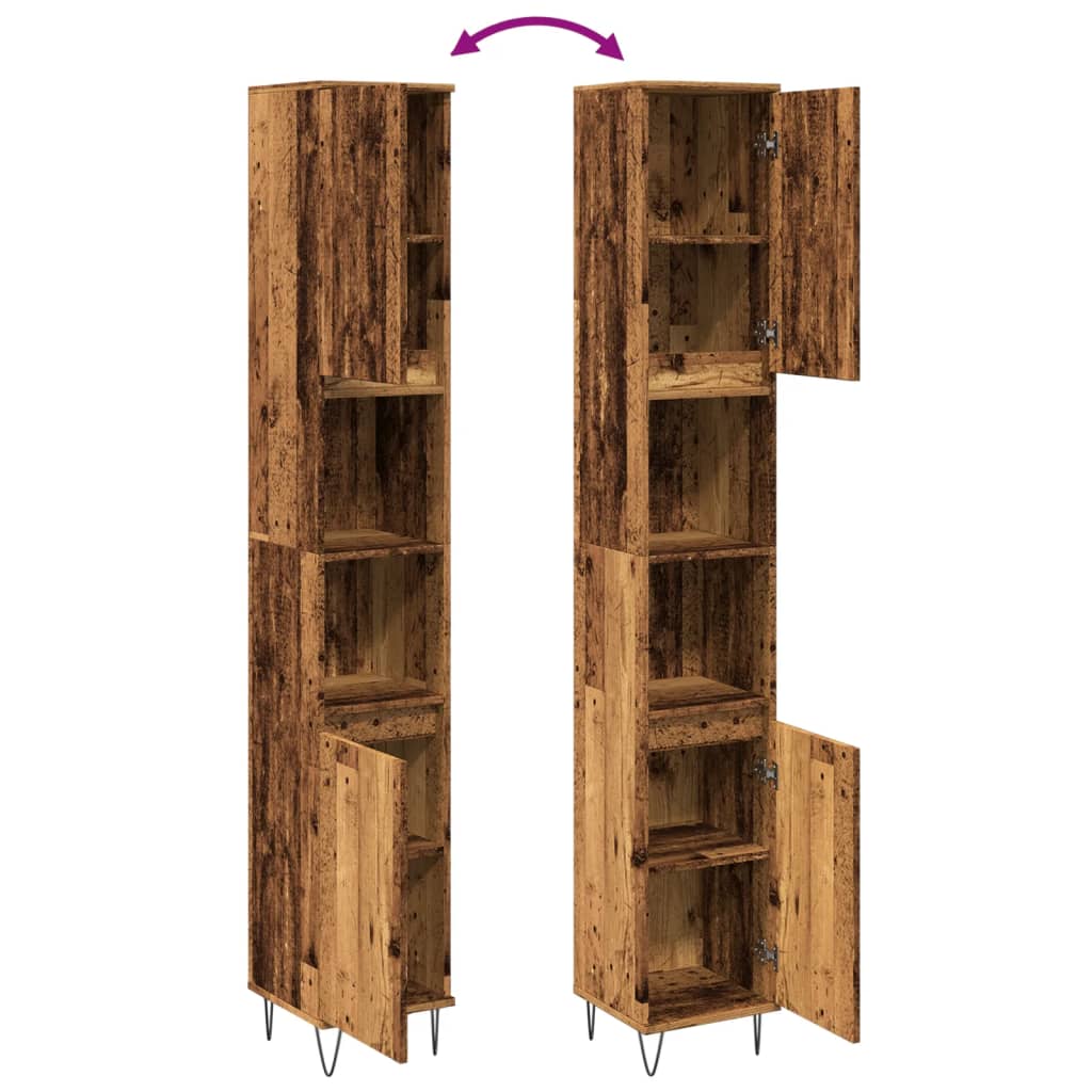 Koupelnová Skříňka Old Wood 30 X 30 X 190 Cm Kompozitní Dřevo