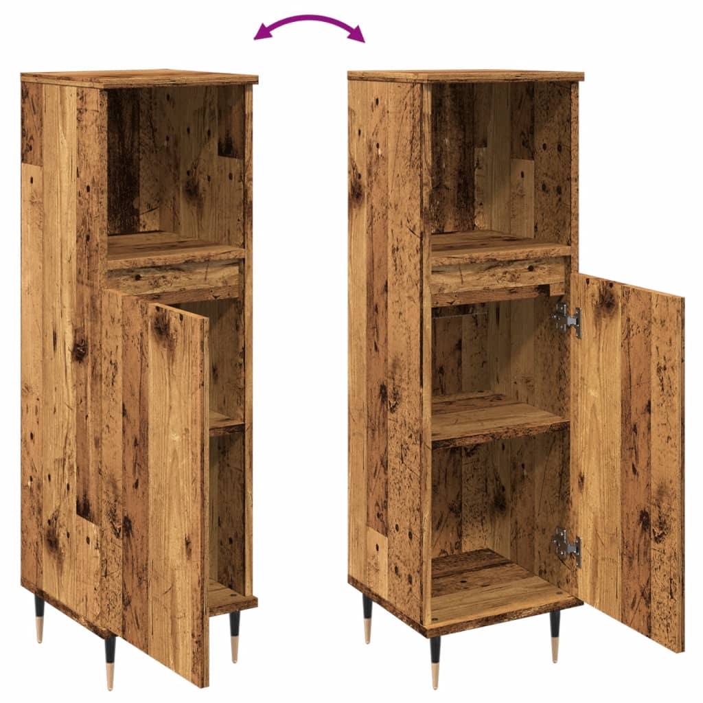 Koupelnová Skříňka Old Wood 30 X 30 X 100 Cm Kompozitní Dřevo