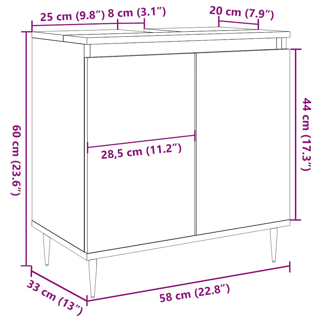 Koupelnová Skříňka Betonově Šedá 58X33X60 Cm Kompozitní Dřevo