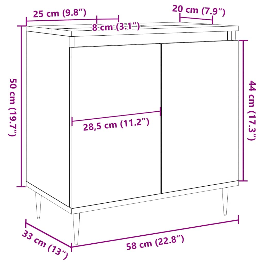 Koupelnová Skříňka 58 X 33 X 60 Cm Kompozitní Dřevo