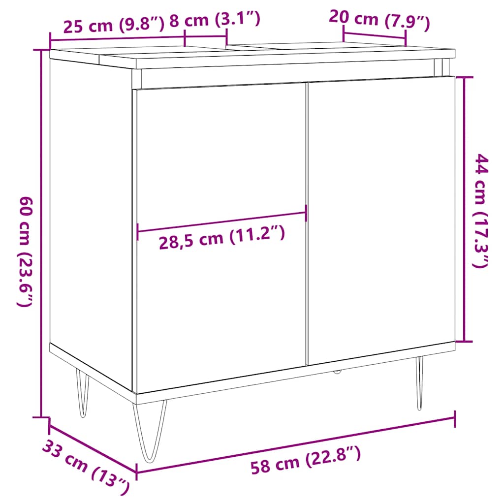 Koupelnová Skříňka Betonově Šedá 58X33X60 Cm Kompozitní Dřevo