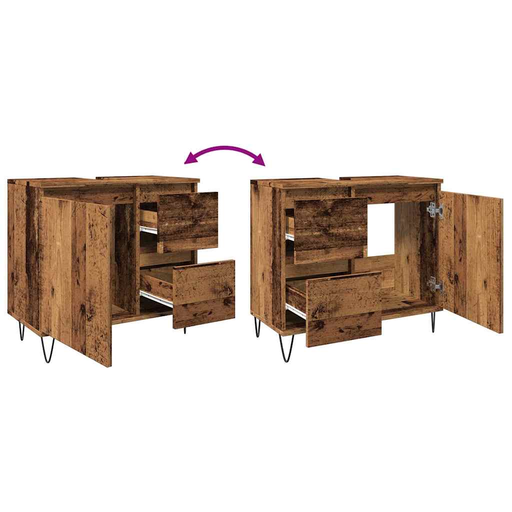 Koupelnová Skříňka Pod Umyvadlo Old Wood 65X33X60 Cm Kompozit