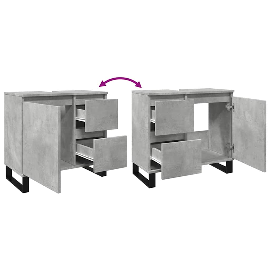 Koupelnová Skříňka Pod Umyvadlo Šedá 65 X 33 X 60 Cm Kompozit