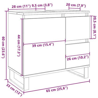 Koupelnová Skříňka Pod Umyvadlo 65X33X60Cm Kompozit