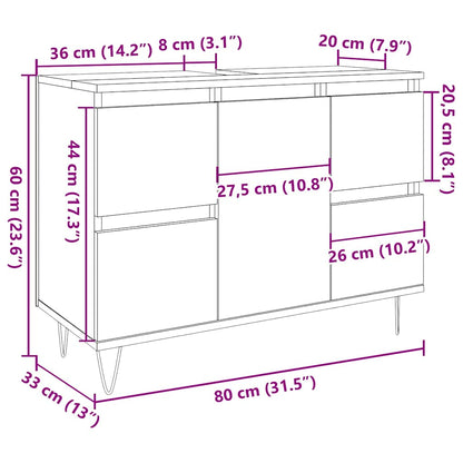 Koupelnová Skříňka Betonově Šedá 80X33X60 Cm Kompozitní Dřevo