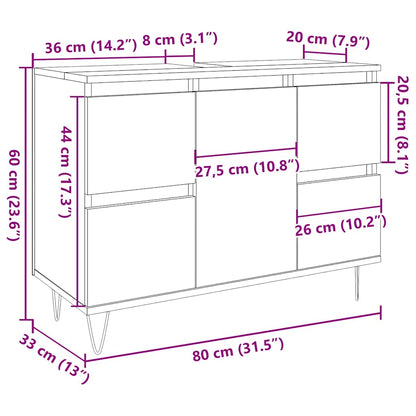 Koupelnová Skříňka 80 X 33 X 60 Cm Kompozitní Dřevo
