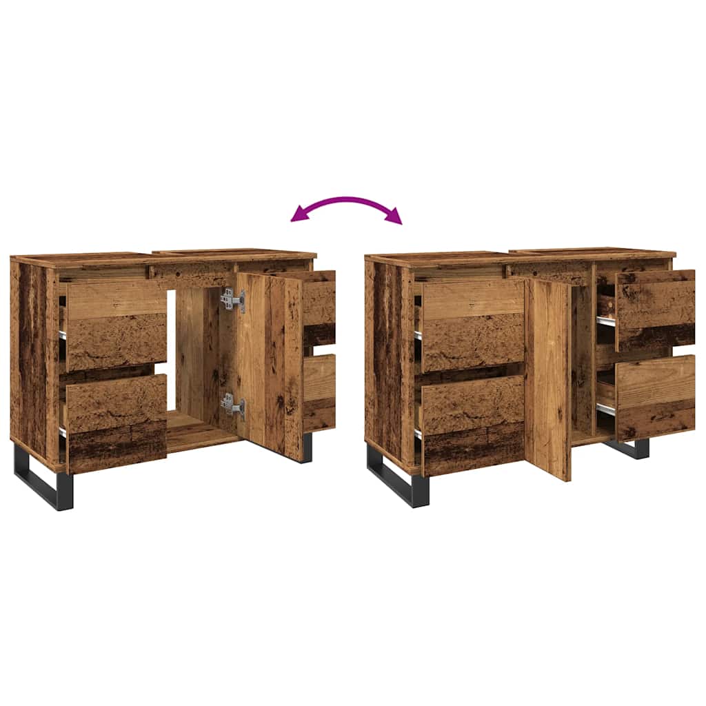 Koupelnová Skříňka Pod Umyvadlo Old Wood 80X33X60 Cm Kompozit