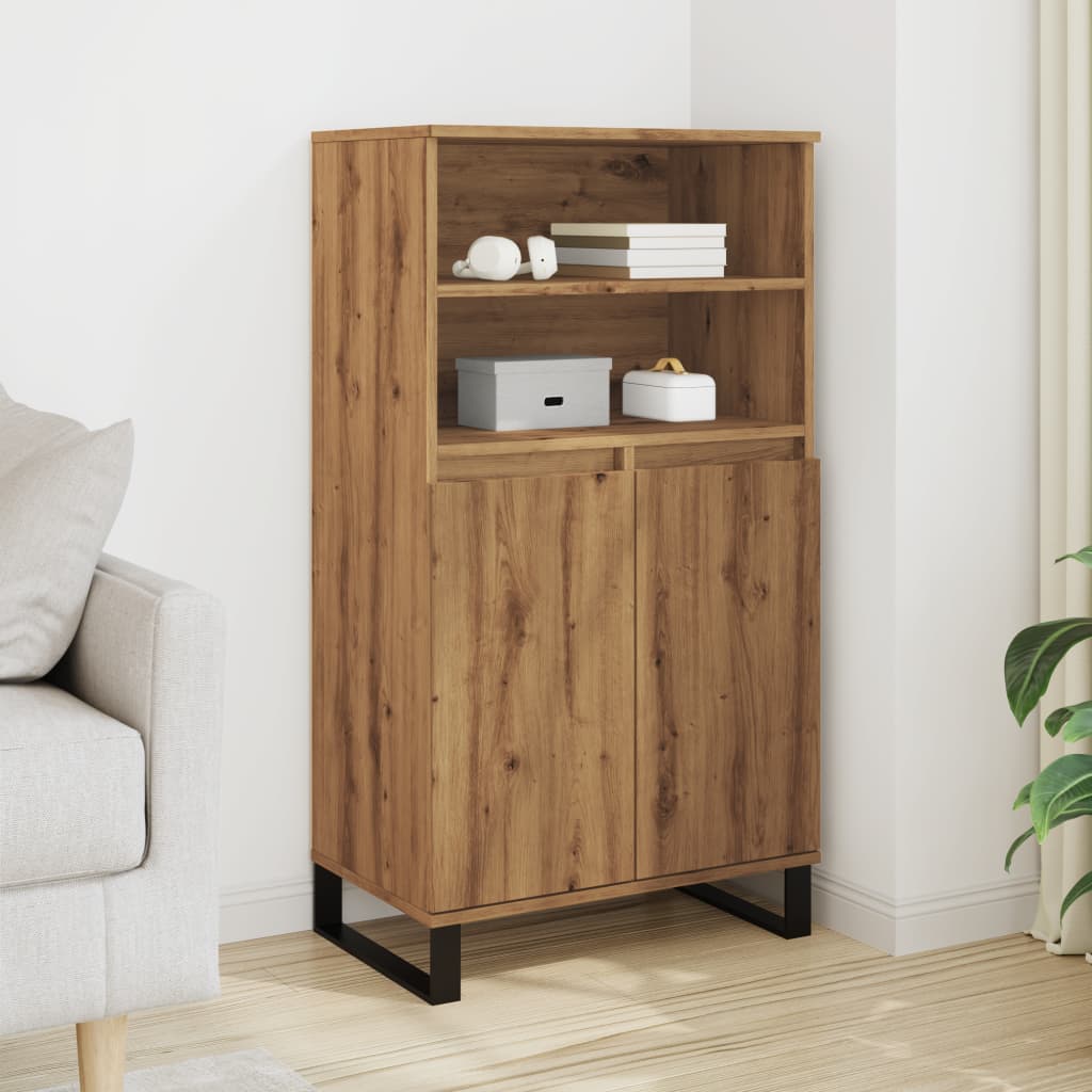 Skříň Highboard Černá 60 X 36 X 110 Cm Kompozitní Dřevo