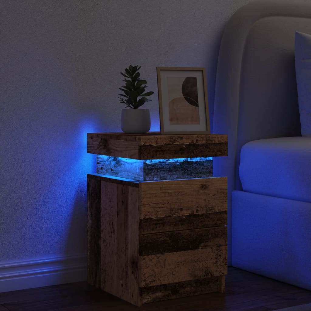 Noční Stolek S Led Osvětlením Černý 35 X 39 X 55 Cm
