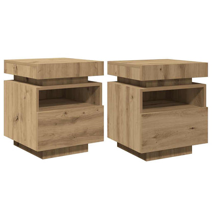 Noční Stolky S Led Osvětlením 2 Ks Dub Artisan 40X39X48,5 Cm