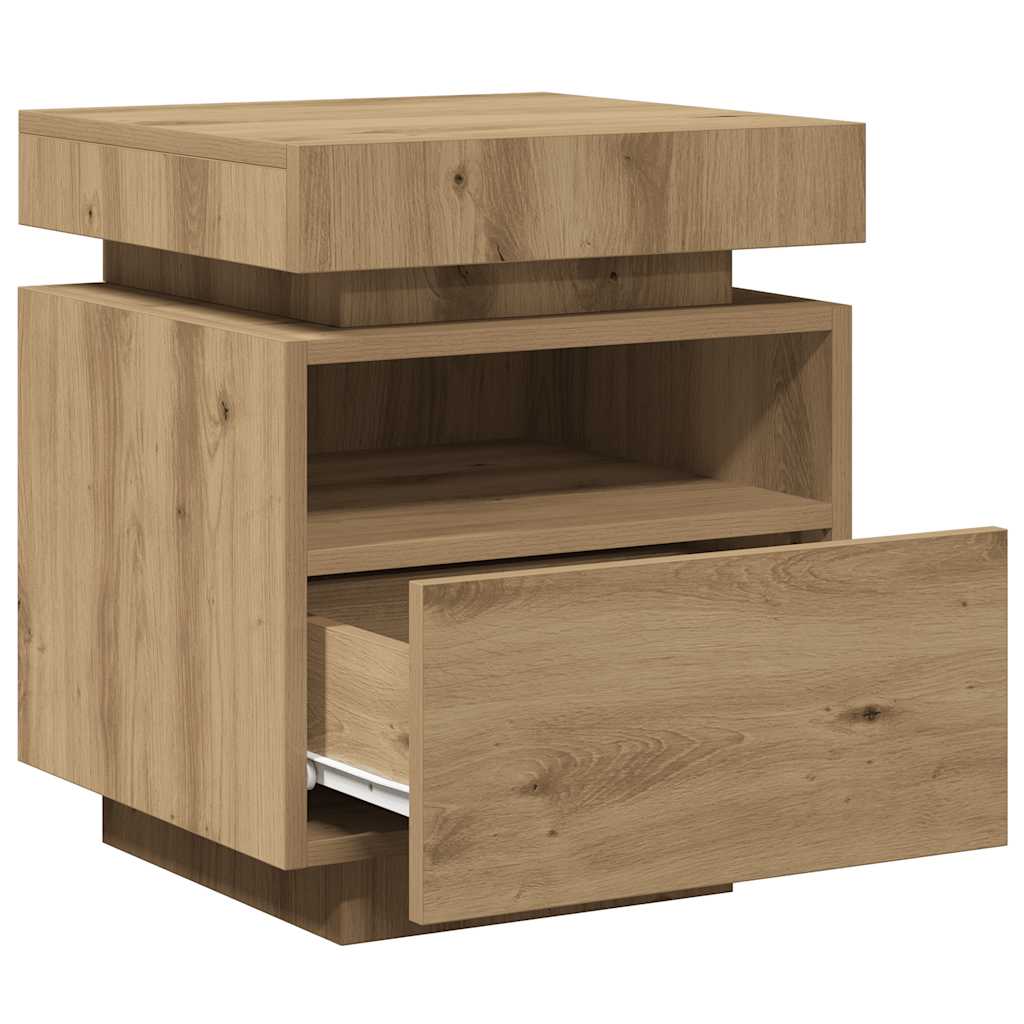 Noční Stolky S Led Osvětlením 2 Ks Dub Artisan 40X39X48,5 Cm