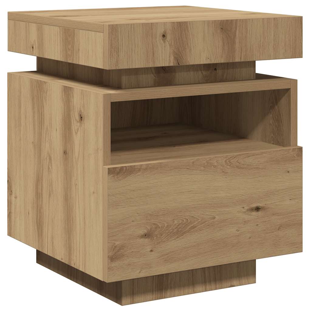 Noční Stolky S Led Osvětlením 2 Ks Dub Artisan 40X39X48,5 Cm