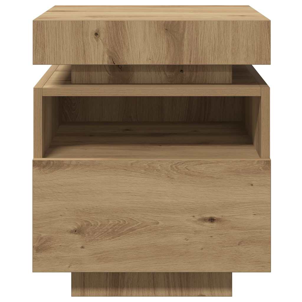 Noční Stolky S Led Osvětlením 2 Ks Dub Artisan 40X39X48,5 Cm