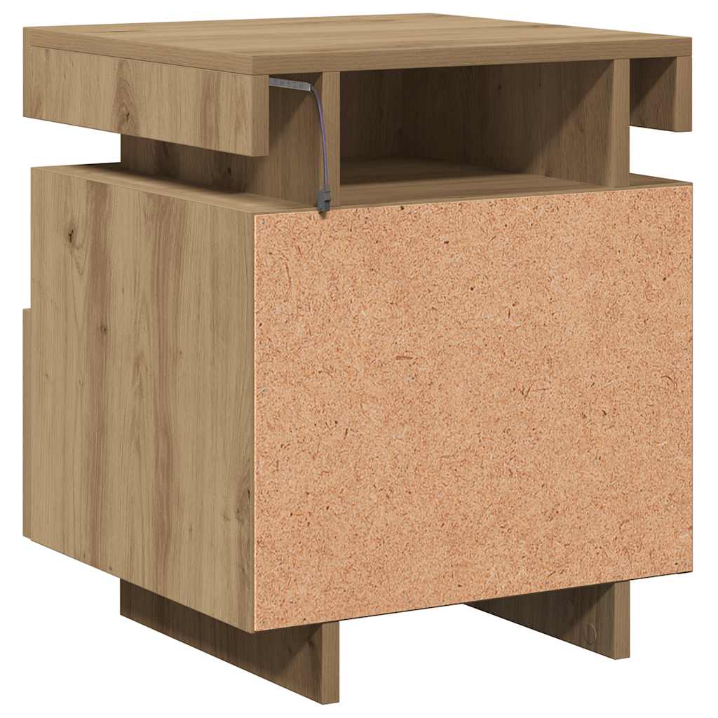 Noční Stolky S Led Osvětlením 2 Ks Dub Artisan 40X39X48,5 Cm