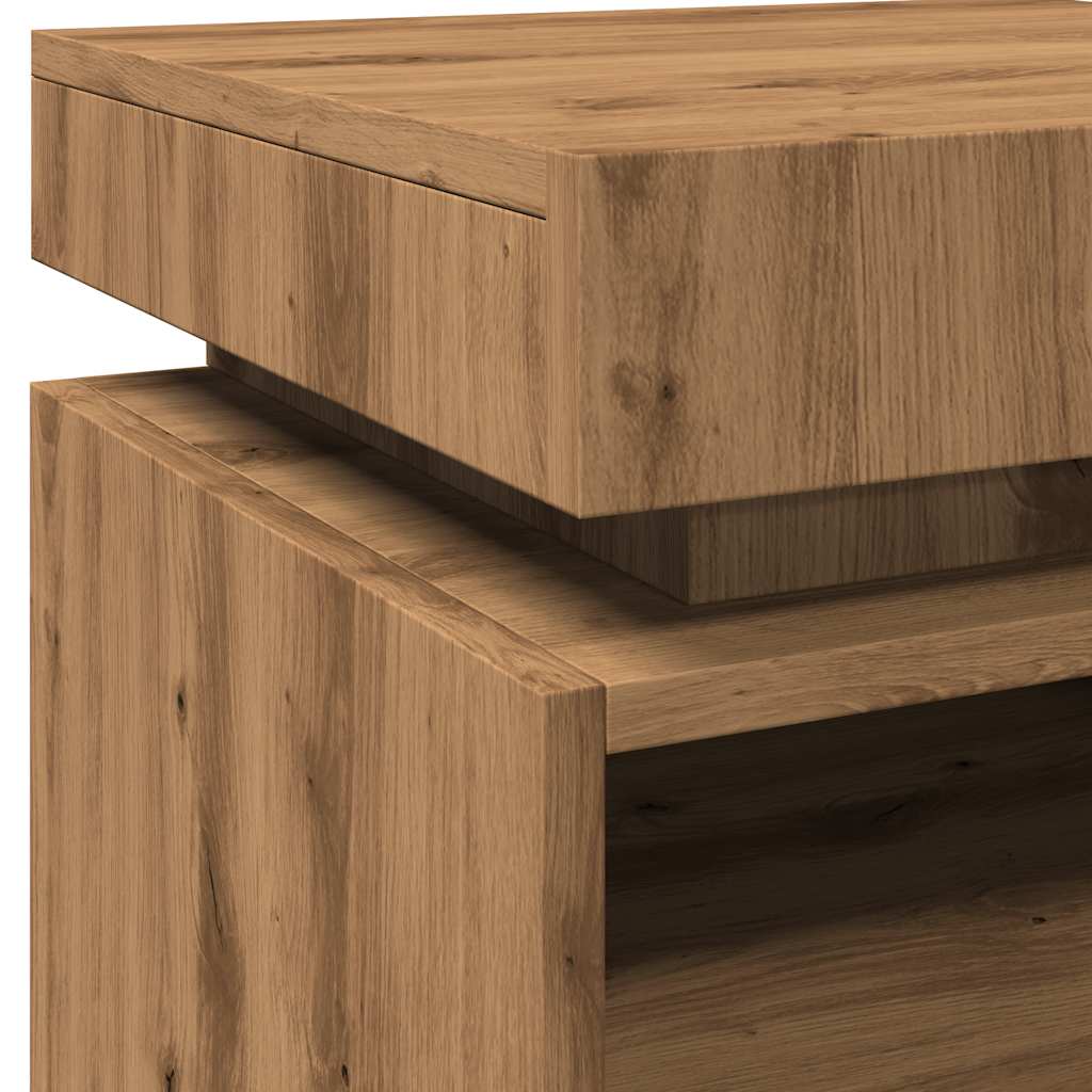 Noční Stolky S Led Osvětlením 2 Ks Dub Artisan 40X39X48,5 Cm